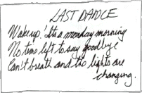 "Last Dance" lyrics (edit)from original LP lyrics poster insert[©1973 Reprise Records - image Nº25]